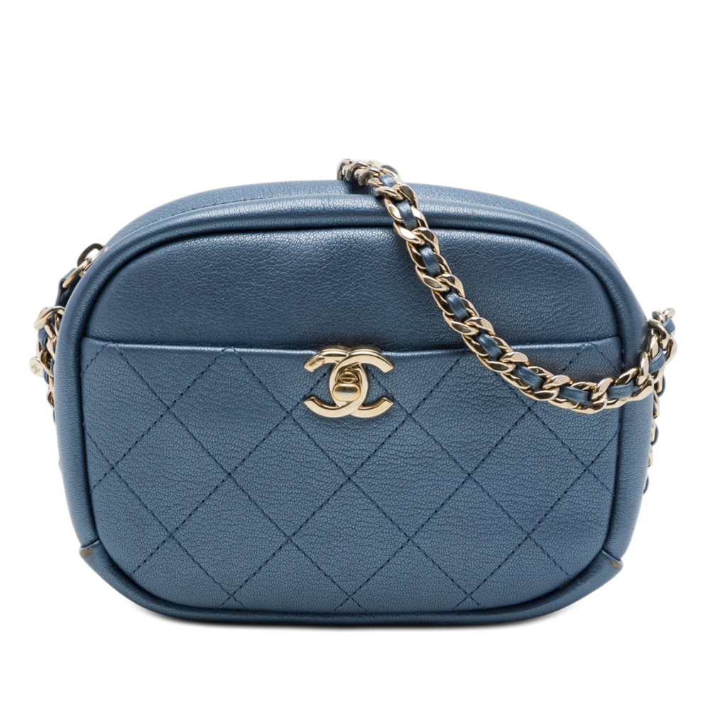 Pre-Loved Chanel Small Quilted Metallic Goatskin Casual Trip Camera Bag